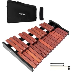 VEVOR 32 Note Glockenspiel Xylophone Bell Kit, Percussion Instrument with Mallets, Drum Sticks and Carrying Bag, Professional Glockenspiel Xylophone Percussion Instrument Set for Adults & Students(Brown)