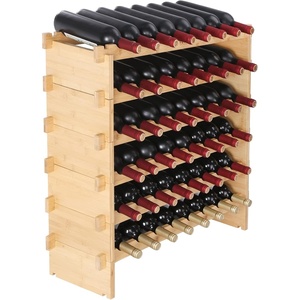 VEVOR 36 Bottle Stackable Modular Wine Rack, 4-Tier Solid Bamboo Wood Storage Racks, Floor Freestanding Wines Holder Display Shelf, Wobble-Free Shelves for Kitchen, Bar, and Cellar (Natural Color)(Natural Wood Color)