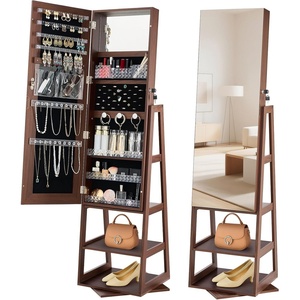 VEVOR 360° Swivel Jewelry Cabinet, 61-inch Tall, Full-Length Mirror with Storage, Standing Rotatable Jewelry Armoire Organizer, Lockable Door with 2 Keys, Accessory Pouches, and Storage Shelves