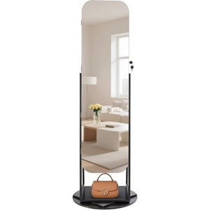VEVOR 360° Swivel Jewelry Cabinet, 65.1-inch Tall, Full-Length Mirror with Storage, Standing Rotatable Jewelry Armoire Organizer, Lockable with 2 Keys, Accessory Pouches, Storage Shelves and Drawer(Black)