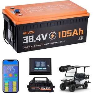 VEVOR 36V (38.4V) 105AH Lithium Golf Cart Battery, with 25A Charger, Lifepo4 Battery Kit, Built-in 200A BMS, with Bluetooth & Touch Monitor, 2C Discharge, 4000 Cycles, for Golf Carts, Trolling Motors