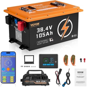 VEVOR 36V/48V 105Ah Golf Cart Lithium Battery, 36/48 Volt Golf Cart Battery with 200A BMS, LCD or Touch Monitor and Mobile APP, LiFePO4 Battery with 600A Peak Current, 4000+ Cycles for Golf Carts(36V Battery and Charger & Cold-rolled Steel Casing)