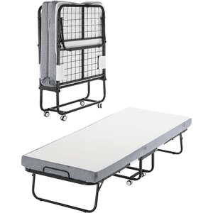 VEVOR 38 in x 75 in Folding Bed with 4 in Mattress, Twin Size, White, Metal Frame & Memory Foam Mattress, Portable Rollaway Bed, 300 lbs Weight Capacity, Adult, Guest(31″ x 75″)