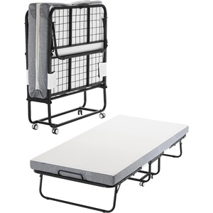 VEVOR 38 in x 75 in Folding Bed with 4 in Mattress, Twin Size, White, Metal Frame & Memory Foam Mattress, Portable Rollaway Bed, 300 lbs Weight Capacity, Adult, Guest(38″ x 75″)