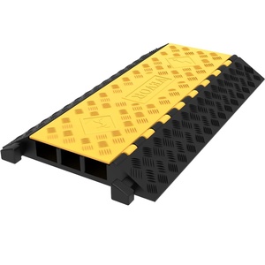 VEVOR 3-Channel Rubber Cable Protector Ramps Heavy Duty 44000Lbs Load Capacity Cable Wire Floor Cord Cover Ramp Speed Bump Driveway Hose Cable Ramp Protective Cover(1 Pack)