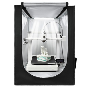 VEVOR 3D Printer Enclosure with Ventilation, Dustproof Waterproof Large Size 600D Oxford Cloth 3D Printer Tent, Constant Temperature Protective Case with LED, Designed for Bambu Lab A1 Combo, Grey(21.6 x 25.6 x 29.5 inch)