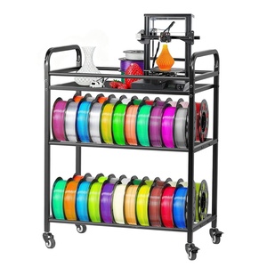 VEVOR 3D Printer Filament Storage Rack, 4 Tier Heavy Duty Storage Shelf, Rolling Filament Spool Holders Racks with Wheels, Filaments Organzied for 3D Printing Station, Office, Workshop (Shelf Only)(Storage with table)