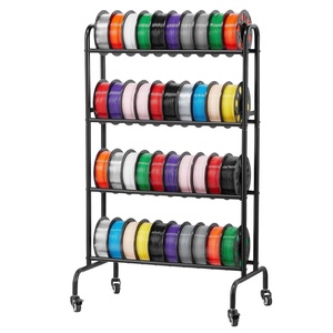 VEVOR 3D Printer Filament Storage Rack, 4 Tier Heavy Duty Storage Shelf, Rolling Filament Spool Holders Racks with Wheels, Filaments Organzied for 3D Printing Station, Office, Workshop (Shelf Only)(4 Tier)