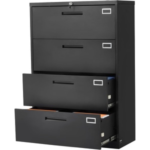 VEVOR 4 Drawers Metal File Cabinet, Vertical Filing Cabinet with Lock and Adjustable Hanging Rod, Tall Filing Storage Cabinets for Home and Office Fit Letter, A4, Legal Size File, Easy Assembly, Black