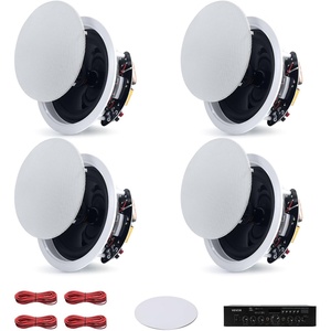 VEVOR 4 PCs 6.5” Bluetooth Ceiling Speakers, 600W Flush Mount Ceiling & in-Wall Speaker System with 8Ω Impedance 89dB Sensitivity, for Home Kitchen Living Room Bedroom or Covered Outdoor Porches(6.5″ 4 Pieces with Amplifier)