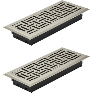 VEVOR 4 x 10 Inch Floor Registers, 2-Pack Vent Grilles, HVAC Heavy-Duty Walkable Iron Floor Vents, Easily Adjustable Rust-Proof Air Vents Deflector with Metal Damper, for Home & Office, Nickel-Plated(Brushed Nickel-2 Pack)