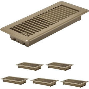 VEVOR 4 x 10 Inch Floor Registers, 2-Pack Vent Grilles, HVAC Heavy-Duty Walkable Iron Floor Vents, Easily Adjustable Rust-Proof Air Vents Deflector with Metal Damper, for Home & Office, Nickel-Plated(Brown-6 Pack)