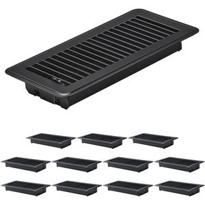 VEVOR 4 x 10 Inch Floor Registers, 2-Pack Vent Grilles, HVAC Heavy-Duty Walkable Iron Floor Vents, Easily Adjustable Rust-Proof Air Vents Deflector with Metal Damper, for Home & Office, Nickel-Plated(Black-12 Pack)