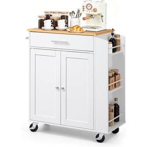 VEVOR 46″ Wood Top Breakfast Bar with Storage Cabinet, Farmhouse Kitchen Table with Adjustable Shelf, Drawer, for Dining Kitchen Living Room, White(31.3″W-White)