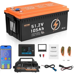 VEVOR 48V 105Ah Golf Cart Lithium Battery, 48 Volt Golf Cart Battery with 200A BMS, LCD Monitor and Mobile APP, LiFePO4 Battery with 600A Peak Current, 20A Charger and 4000+ Cycles, for Golf Carts