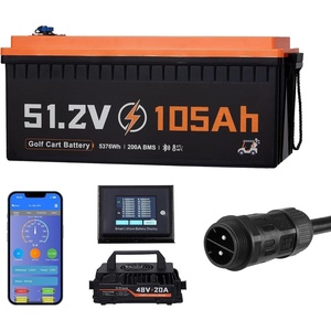 VEVOR 48V (51.2V) 105AH Lithium Golf Cart Battery, with 18A Charger, Lifepo4 Battery Kit, Built-in 200A BMS, with Bluetooth & Touch Monitor, 2C Discharge, 4000 Cycles, for Golf Carts, Trolling Motors