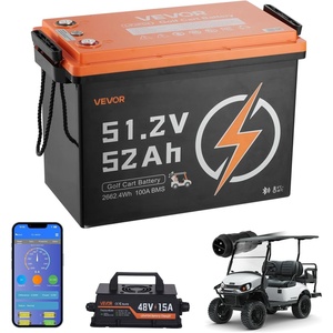 VEVOR 48V (51.2V) 52AH Lithium Golf Cart Battery, with 15A Charger, Lifepo4 Battery Kit, Built-in 100A BMS, 4000 Cycles, 2C Discharge Rate, Bluetooth & Mobile APP, for Golf Carts, Trolling Motors
