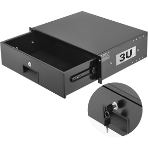 VEVOR 4U Rack Drawer, Lockable Server Cabinet Case, 13.8” Depth Server Rack Mount Drawer, for 19” Network Equipment/DJ/AV Rack or Cabinet Enclosure, 50 lbs Max Load, with Cable Management Holes(3U)