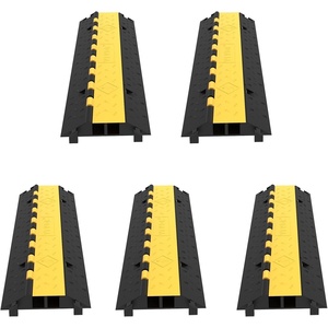 VEVOR 5 Pack Rubber Cable Protector Ramp 2 Channel Heavy Duty 66,000 lbs Load Capacity Cable Wire Cord Cover Ramp Speed Bump Driveway Hose Cable Ramp Protective Cover (2-Channel, 5 Pack-66,000 lbs)(5 Pcs)