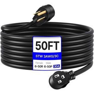 VEVOR 50 Amp Generator Extension Cord 50 Feet, 250V 12500W Heavy Duty Power Cable, NEMA 6-50P to 6-50R SWT 6 AWG Welder Extension Cord, with Storage Bag, for Generator, ETL Listed(10 AWG)