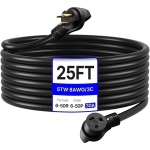 VEVOR 50 Amp Generator Extension Cord 50 Feet, 250V 12500W Heavy Duty Power Cable, NEMA 6-50P to 6-50R SWT 6 AWG Welder Extension Cord, with Storage Bag, for Generator, ETL Listed(8 AWG)