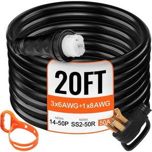 VEVOR 50FT 50 Amp Generator Extension Cord, STW 45446 + 45505 125V 250V Generator Power Cord, N14-50P & SS2-50R & CS6364 Twist Lock Connectors(20 FT)
