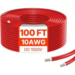 VEVOR 50FT Solar Panel Extension Cable, 10AWG Solar Extension Cable Wire with Female & Male Waterproof Connectors, 6mm² PV Cable for Home, Ship and RV Solar Panels, 50FT Black + 50FT Red (Set of 2)(Red)