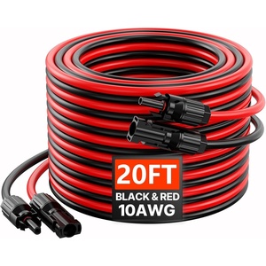 VEVOR 50FT Solar Panel Extension Cable, 10AWG Solar Extension Cable Wire with Female & Male Waterproof Connectors, 6mm² PV Cable for Home, Ship and RV Solar Panels, 50FT Black + 50FT Red (Set of 2)(Black & Red)
