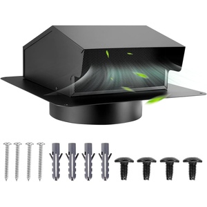 VEVOR 6 inch Hooded Wall Vent Cover, Square AC Vent Gable Cover, Premium SPCC Steel & with Built-in a Protection Screen, for Roofs,Walls,Outside Duct Exhaust Outlets (1 Pack, Black)(6 Inch)