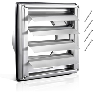 VEVOR 6 inch Wall Vent Cover, Louvered Square AC Vent Gable Cover, Premium Stainless Steel & with Noise Reducing Rubber Gasket, for House,Bathroom,Garage,Kitchen,Basement (1 Pack, Silver)(6 Inch)