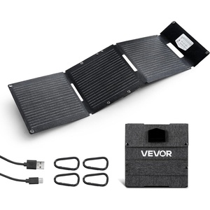 VEVOR 60W Foldable Solar Panel Charger, 16BB N-Type Monocrystalline Solar Panel 24% Efficiency, Lightweight Portable with MC4 Output, Type-C, USB-A & DC Ports for Power Stations Camping Hiking(30W)