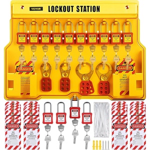VEVOR 60pcs Lockout Tagout Kit, 14 Padlocks, 3 Hasps, 40 Tags, 40 Ties, 5 Expansion Kits, Lockout Station Board, Metallic, Industrial & Electrical Safety(58pcs Set)