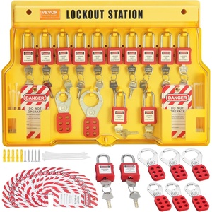 VEVOR 60pcs Lockout Tagout Kit, 14 Padlocks, 3 Hasps, 40 Tags, 40 Ties, 5 Expansion Kits, Lockout Station Board, Metallic, Industrial & Electrical Safety(60pcs Set)