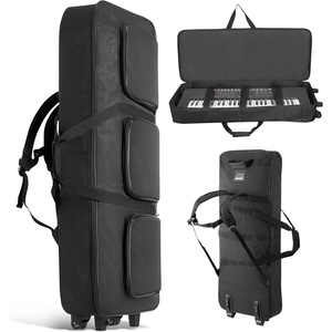 VEVOR 61 Key Keyboard Case, 40.9 x 16.9 x 5.1 in Interior, Padded Rolling Piano Case with Wheels, Sturdy Handle, 3-Pocket Storage, Gig Bag with Smooth Wheels, for 61 Note Keyboards and Electric Pianos | Padded Rolling Piano Case with Wheels, Sturdy Handle, 3-Pocket Storage, For 61 Note Keyboards and Electric Pianos