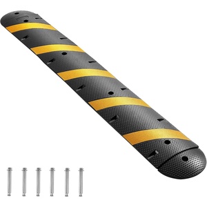 VEVOR 6FT Rubber Driveway Speed Bumps for Road-2PCS, Heavy Duty 2 Channel Modular Traffic Speed Humps, 22000 lbs/Axle Load Capacity, 72” Cable Protector Ramp with Screws for Asphalt Concrete Gravel(1 Pack-6FT)