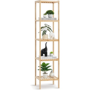 VEVOR 6-Tier Bamboo Shelf, Open Wood Bookshelf, Display Storage Rack Organizer, Freestanding Flower Plant Stand, Multifunctional Bamboo Bookshelf Ideal for Bathroom, Bedroom, Office, Study, Natural(5-Tier)
