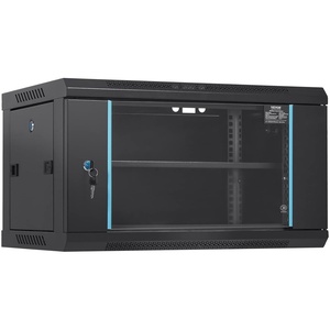 VEVOR 6U Wall Mount Network Server Cabinet, 15.5” Deep, Server Rack Cabinet Enclosure, 200 lbs Max. Ground-Mounted Load Capacity, with Locking Glass Door Side Panels, for IT Equipment, A/V Devices(6U-Glass Door)
