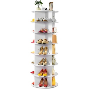 VEVOR 7 Tiers Rotating Shoe Rack Tower, 360° Spinning Shoe Rack, Revolving Storage Round Carousel Display, Freestanding Lazy Susan Organizer Display for Bedroom, Living Room, Entryway, Closet, White(White)
