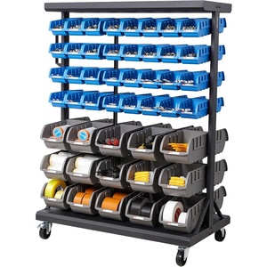 VEVOR 7-Tier Rolling Bin Storage Rack, 24 Small Bins, Bin Rack Storage Steel Wire Shelving System with Wheels, Mobile Tool Organizer for Garage, Warehouse, Office, Restaurant, Classroom, Kitchen(900×500×1235 mm)
