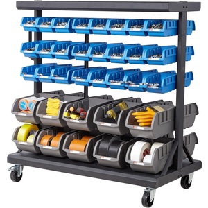 VEVOR 7-Tier Rolling Bin Storage Rack, 24 Small Bins, Bin Rack Storage Steel Wire Shelving System with Wheels, Mobile Tool Organizer for Garage, Warehouse, Office, Restaurant, Classroom, Kitchen(5-Tier 68 Bins)