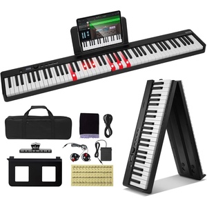 VEVOR 88 Folding Keyboard Bluetooth & MIDI, Portable Electronic Digital Foldable Piano with Stand Sustain Pedal Bag Touch Sensitive Keys, Rechargeable for Beginners Teens Adults, Black(88 Key Black  with Headphones)