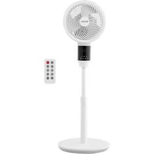 VEVOR 9-Inch Pedestal Fan, 80° Oscillating Standing Floor Fan with Quite DC Motor, Remote Control, 9 Speeds & 4 Smart Modes, 24H Timer, Adjustable Height, for Home, Bedroom, Living Room, White(White)