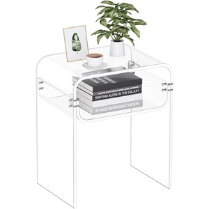 VEVOR Acrylic Bar Cart with 4 Lockable Wheels, Clear Mobile Utility Rolling Cart, Multifunction Serving Cart for Home Bar, Kitchen, Bathroom, Living Room, with Pulling Handle, 2-Tier, Modern(Clear)