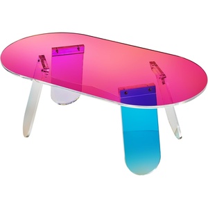 VEVOR Acrylic Coffee Table, Iridescent Acrylic End Table, 37.4 Inch Length 0.5 Inch Thickness Colorful Acrylic Side Table, for Coffee, Drink, Food, Snack Used in Living Room or Courtyard(Colorful)