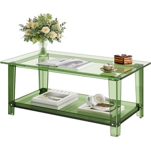 VEVOR Acrylic Coffee Table, Iridescent Acrylic End Table, 37.4 Inch Length 0.5 Inch Thickness Colorful Acrylic Side Table, for Coffee, Drink, Food, Snack Used in Living Room or Courtyard(Green)