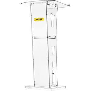 VEVOR Acrylic Podium 45″ Tall Plexiglass Podium 26.8″x15″ Table Acrylic Pulpits for Churches with 8 mm Thick Acrylic Board Acrylic Podiums and Lecterns Design for Lecture Recital Speech & Presentation