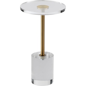 VEVOR Acrylic Side Table, Clear End Table, 18mm Thicker, One-Piece No Assembly Required, 18″ High Modern Nightstand Used in Living Room & Bedroom, Bathroom, Home Decor, for Drink, Coffee, Food, Snack(Brushed Brass)