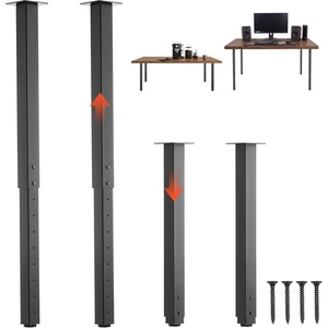 VEVOR Adjustable Table Legs, 24-40 in Square Steel Furniture Legs, 1200 lbs Max Load Heavy Duty, Quick Installation, Ideal for Home Office Desk DIY, Coffee Dinner Bar Tables, Workbenches, 4 PCS, Black
