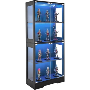 VEVOR Arched Kitchen Pantry Cabinet with Glass Doors, 70in Tall Curio Cabinet, 4-Tier Display Case with 2 Adjustable Shelves, Bookcase Bookshelf for Collectibles Storage Living Room Office(65in)