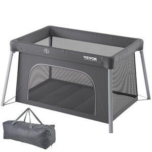VEVOR Baby Travel Crib and Play Yard, Folding Baby Playpen with Zipper Gate & Soft Mattress, Portable Toddler Crib with Breathable Mesh, Travel Bag, Indoor/Outdoor Kids Activity Center for 0-36 Months
